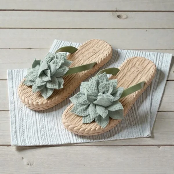 Flower Flip Flop-Green
