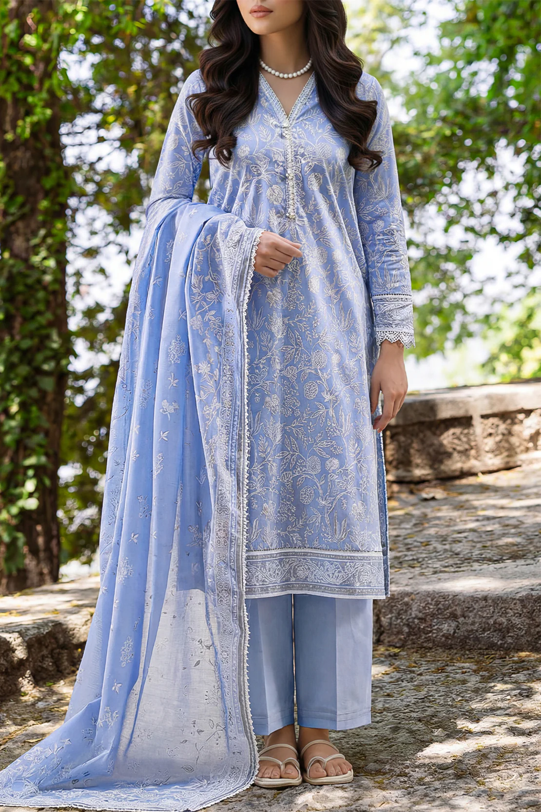Unstitched Printed Lawn 3 Piece