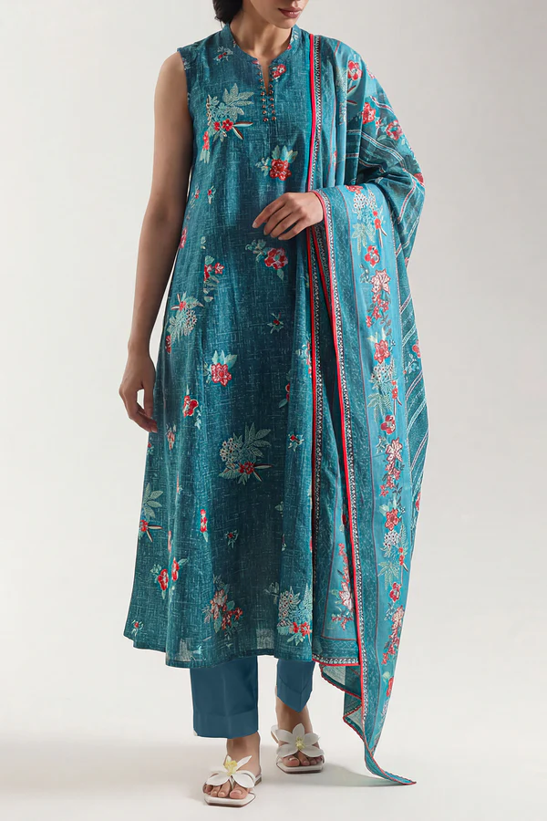 Unstitched Printed Self Strip Lawn 3 Piece
